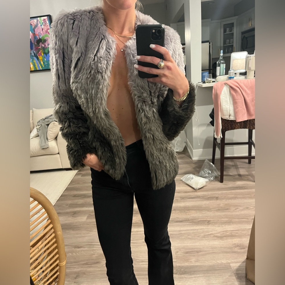 QED London fur jacket. Worn once. Size 8